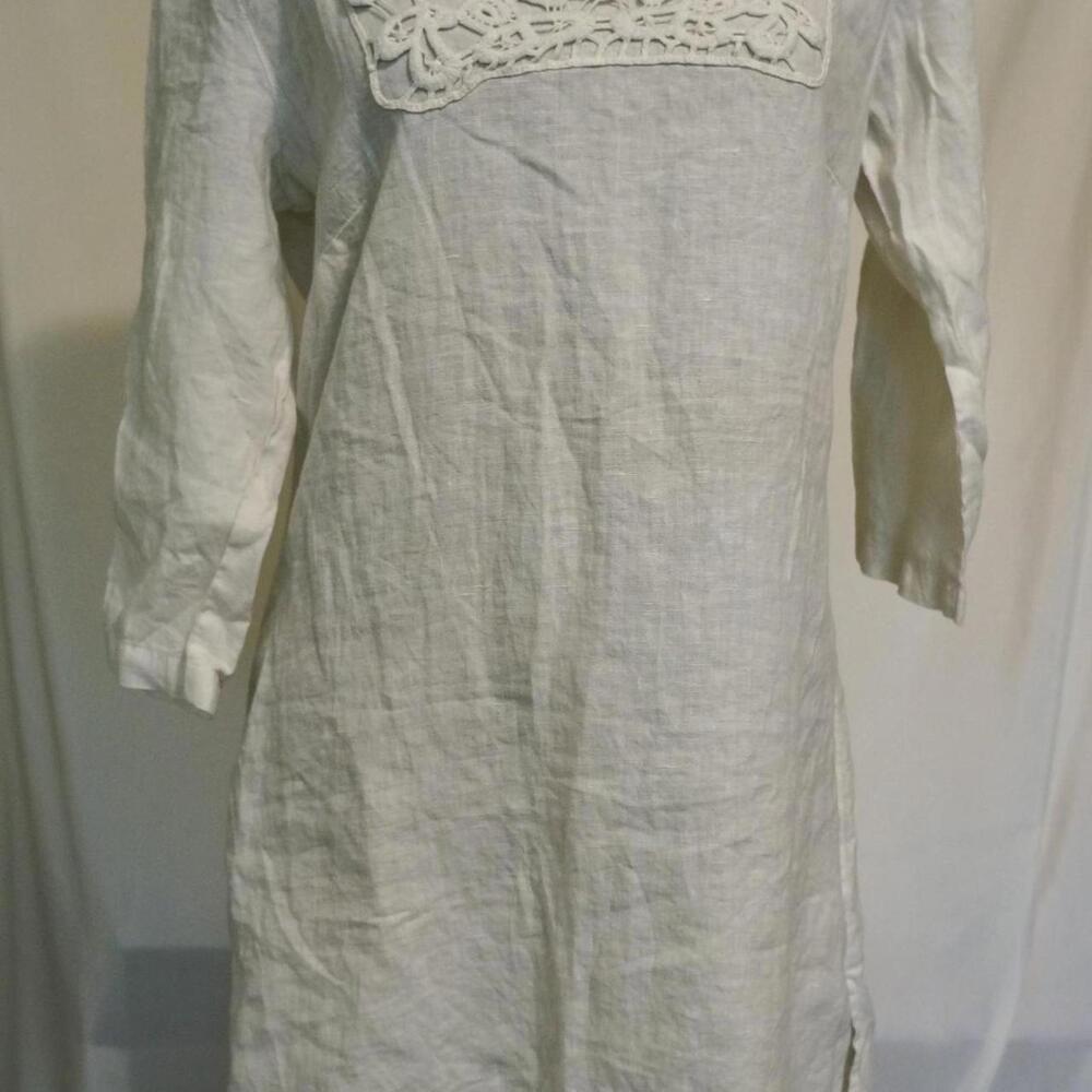 Women's White and Cream Dress